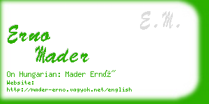 erno mader business card